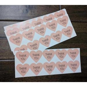 GWP 5 Sheet (50 Pc) 1.5" Pink Heart Love Thank You Stickers Wedding Baby shower